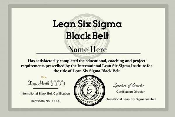 International Accredited Lean Six Sigma Institute Certified Black Belt