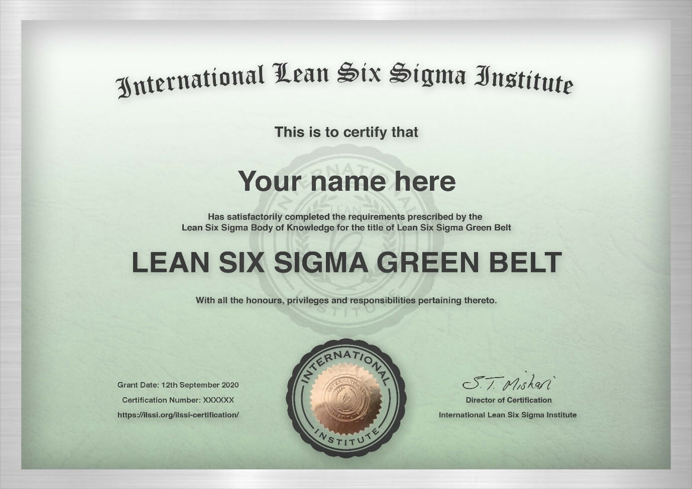 Lean Six Sigma Green Belt online (Videos and Exercises + Course Within Green Belt Certificate Template