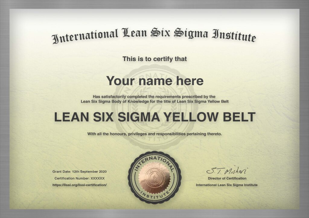 ILSSI IASSC Lean Six Sigma Yellow Belt Certification